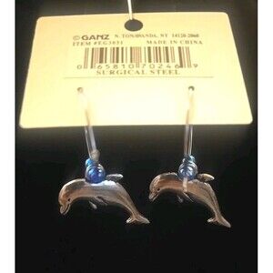Get Charmed Surgical Steel Dolphin Hoop Earrings